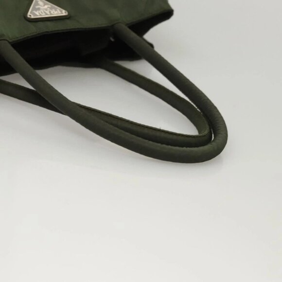 PRADA Hand Bag Nylon Khaki Silver Auth - Picture 8 of 16